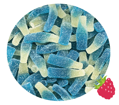 Bouteilles Framboise Bleues Sucrées -